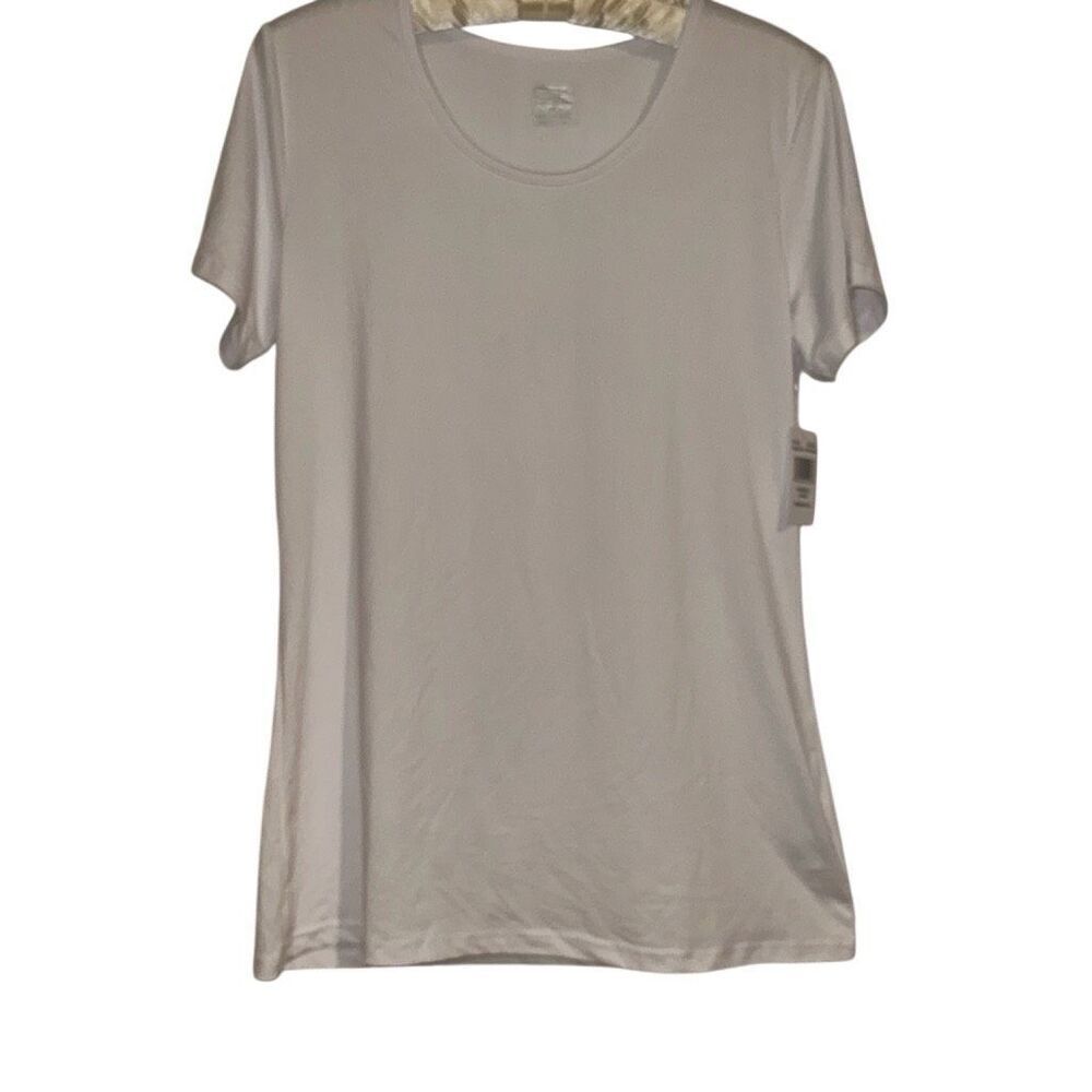 *New* 32 Degrees Cool White Scoop Neck Jersey Knit Short Sleeve Tee Ladies Large